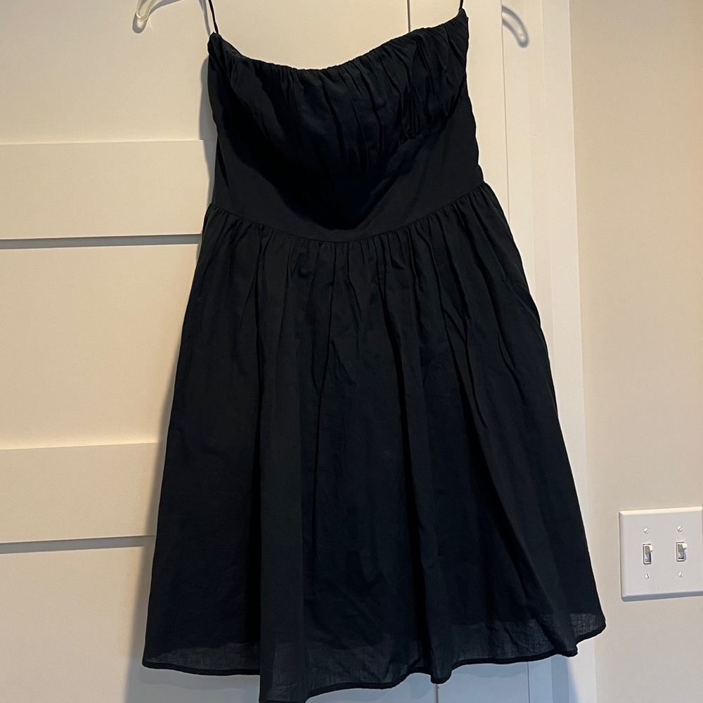 Elegant Navy Necessary Objects Strapless Dress with Waist Tie
